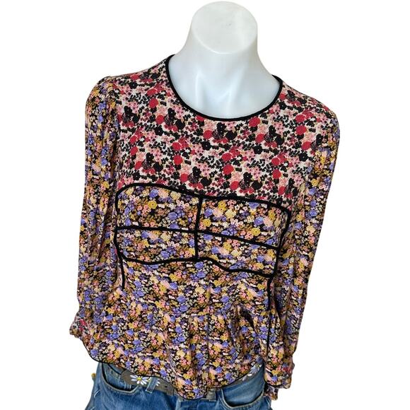 Hofmann Copenhagen Floral Peasant Blouse Size 8 Peplum Cottage Designer $325 - Picture 4 of 10
